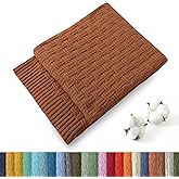 TREELY 100% Cotton Knitted Throw Blanket Couch Cover Blanket(31 x 40 Inches, Brown)