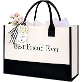 BAGAIL Initial Tote Bag, Personalized Birthday Gifts for Women, Teacher, Friends, Mom, Wedding, Monogrammed Beach Bag