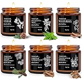 Scented Candles for Men | 6 Pack Candles for Home Scented, 150 Hour Burn Time Aromatherapy Christmas Candles Gifts for Men Birthday|Sandalwood Cedar |
