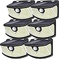 Aootek New Solar Motion Sensor Lights 120 LEDs with Lights Reflector,270° Wide Angle, IP65 Waterproof, Step Lights for Front Door, Yard, Garage, Deck (Front Button 6-Pack)