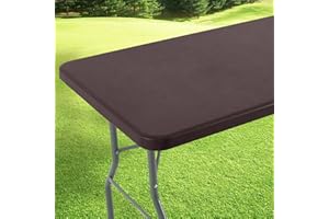LURKA Rectangle PU Leather Table Cover/Tablecloth with Elastic Fitted Edge – Waterproof, Oil-Proof, Scratch-Resistant, Wipeable Protector for Dining, Kitchen, Outdoor Picnic, Party (Coffee, 6FT)