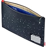 Rough Enough Important Document Organizer Holder Bag File Folder Zipper Pouch with 2 Pocket for A4 Paper Notebook Travel Business Office Home Water Resistant