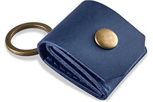 GMAKIN Leather Guitar Pick Holder Keychain, Guitar Pick Holder Case Bag, Plectrum Key Fob Cases Bag, Gift for Guitar Players (Blue)