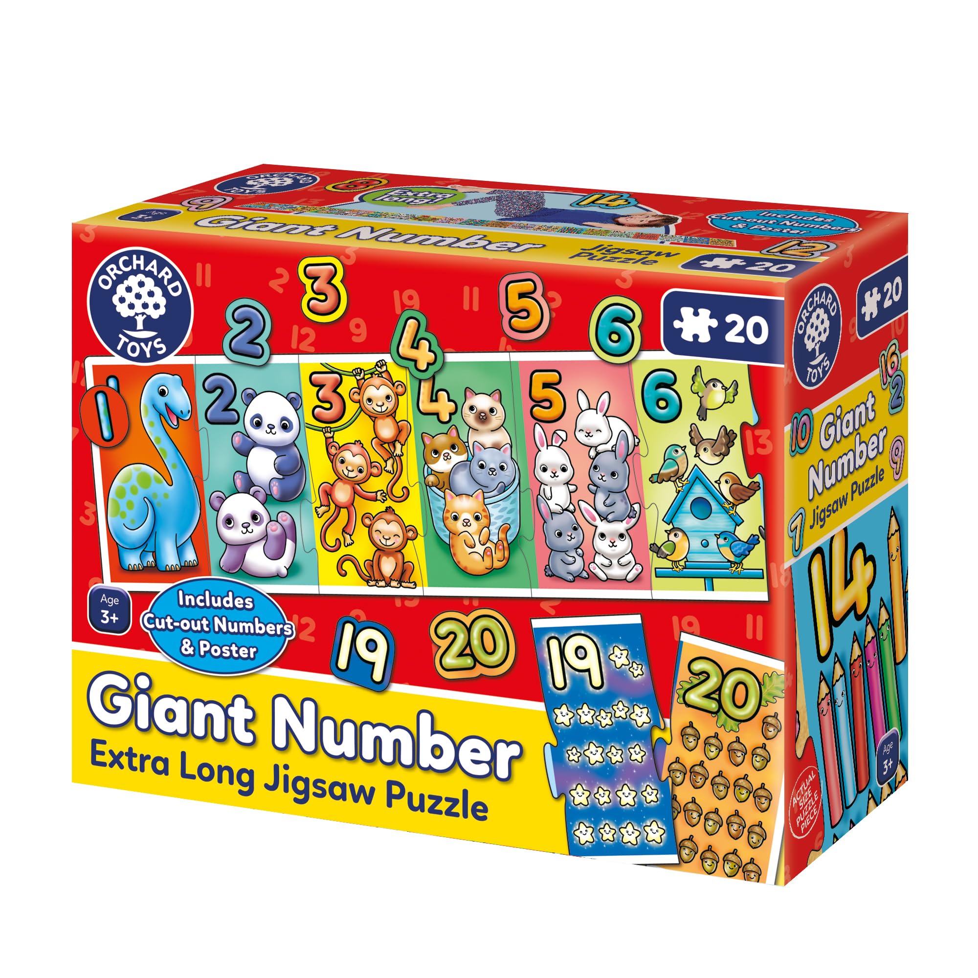 Orchard Toys Giant Number, Educational and Fun Puzzle, Includes Poster and Learning Guide, Ideal for Kids Age 3+