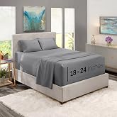 Nestl Queen Size Sheet Set, 4 Piece Extra Deep Pocket (18-24 inches), Microfiber, Cooling, Hotel Luxury, Soft, Breathable, Wrinkle-Free, Easy to Care, Grey