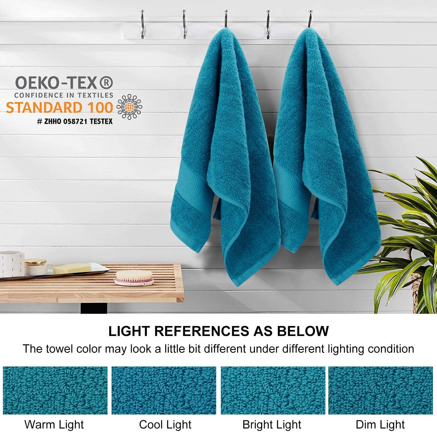 Towels Set, Bath Towels Set for Bathroom 100% Turkish Cotton 600 GSM Absorbent and Soft 6 Piece Towels Set - 2 Bath Towels, 2 Hand Towels, and 2 Washcloths, Turquoise Blue: Kitchen & Dining