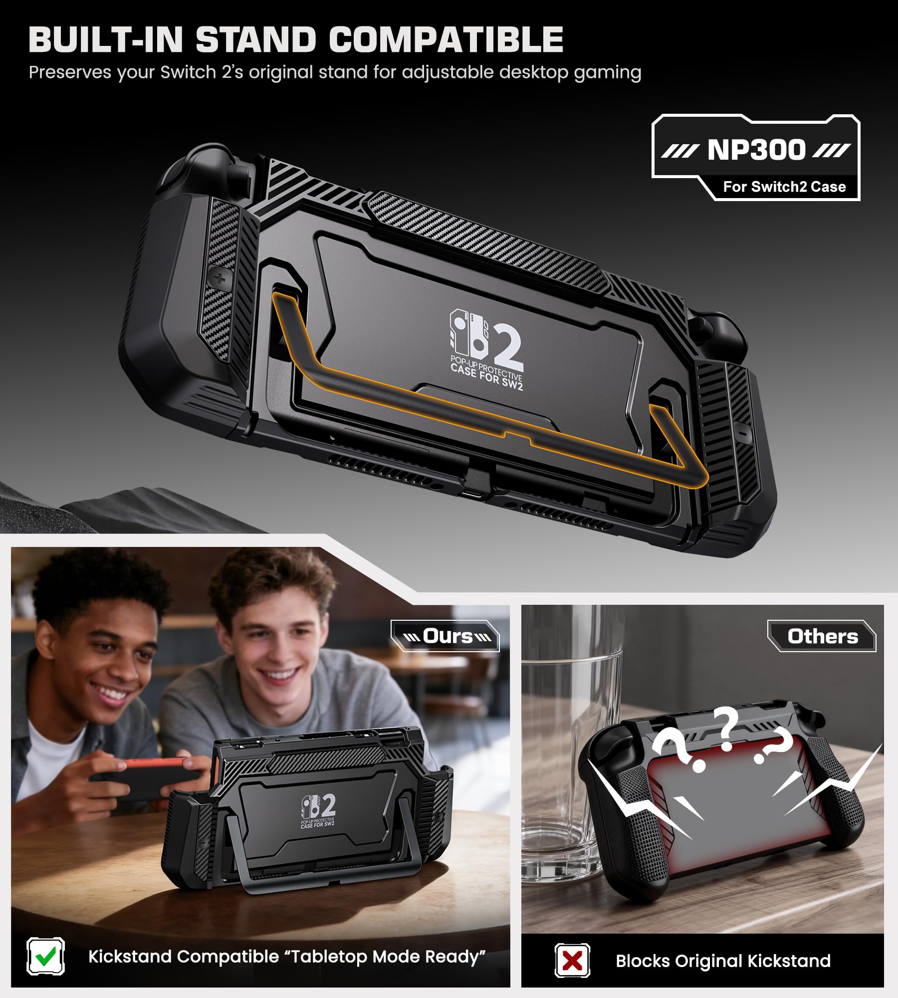 BEBONCOOL GAMING Dockbare Hülle für Nintendo Switch 2, Schutzhülle für Nintendo Switch 2 mit Dockfunktion, inklusive Schnellverschluss für die Joy-Cons und ergonomischem Griff,Schwarz 5