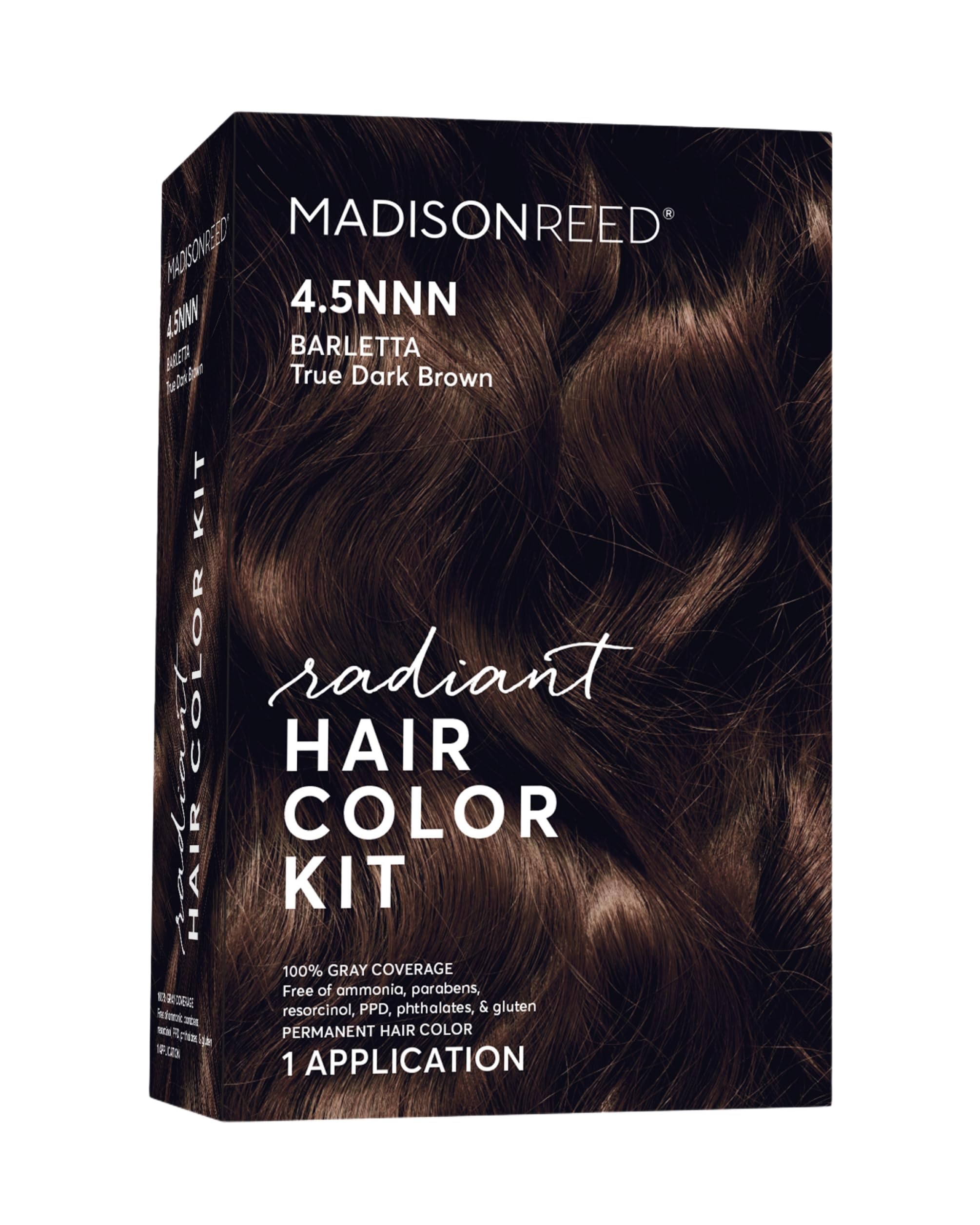 Madison Reed Radiant Hair Color Kit | 4.5NNN Darkest Brown with Warm Tones (Barletta Brown) 100% Maximum Gray Hair Coverage | Permanent Hair Dye for Resistant Grays | PPD-Free & Ammonia-Free |1 Pack