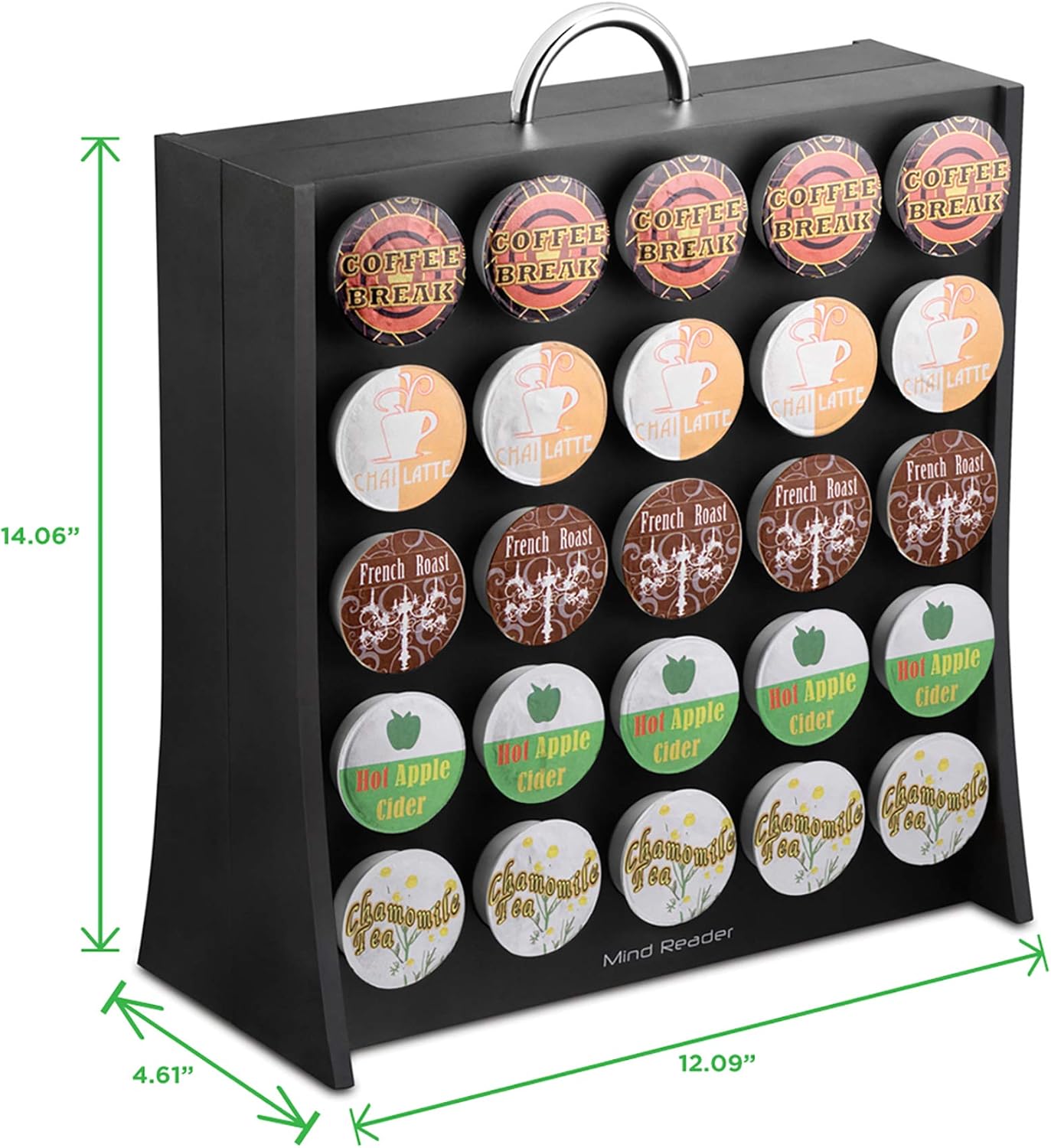 Amazon Com Mind Reader 50 Capacity Single Serve Coffee Pod Portable Holder Storage Organizer Black 5 L X 12 68 W X 14 48 H Coffee Brewing Machine Cups Kitchen Dining