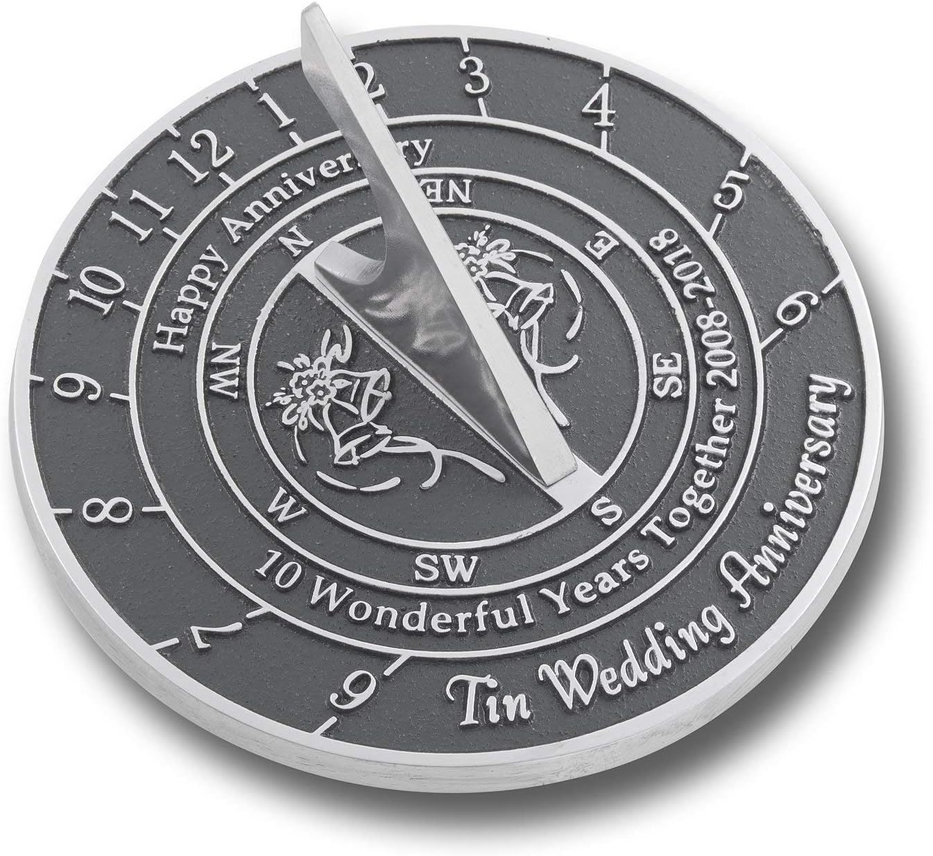 ANTIQUECOLLECTION 10th Tin Wedding Anniversary Sundial Gift