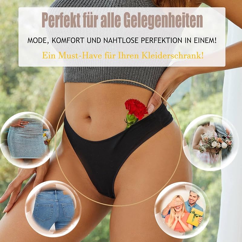 Pack de 6 Tangas Mujer Algodón - Ropa Interior Suave y Transpirable Sexy para Mujer | Braguitas Diarias Cómodas Que No Marcan (Tallas XS-XL) — foto 5 de 5
