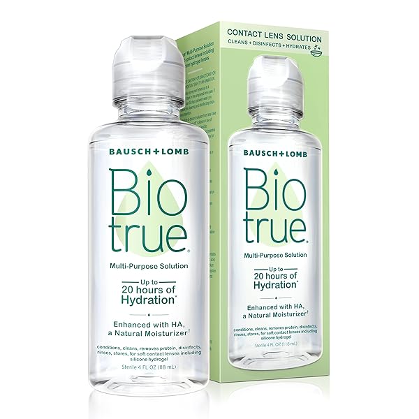 BIOTRUE CONTACT SOLUTION, MULTI-PURPOSE LENS SOLUTION FOR SOFT LENSES, CLEANS, DISINFECTS, REMOVES PROTEIN BUILD-UP, DIRT & DEBRIS, HYDRATES, STORES & CONDITIONS CONTACTS, 4 FL OZ (PACK OF 1)