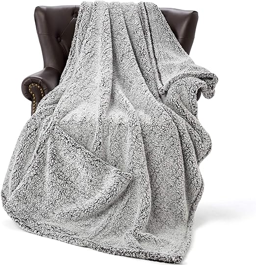 Caparison Fuzzy Sherpa Fleece Throw Blanket Plush Soft Pocket
