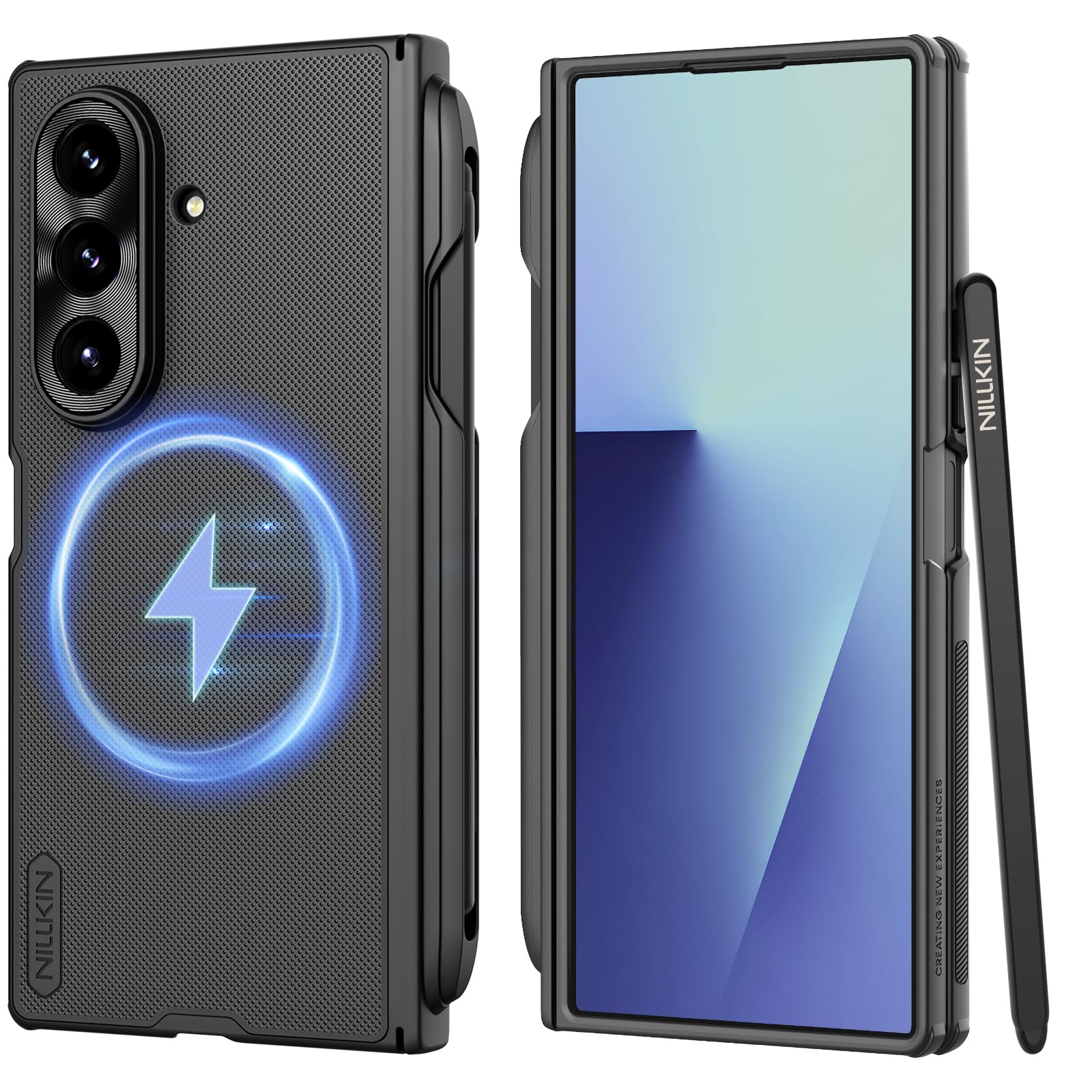 Photo 1 of Nillkin for Samsung Galaxy Z Fold 7 Case with S Pen Holder, [Compatible with MagSafe][Hinge Protection] HD Screen Protector Frosted Matte Texture Slim Fit Phone Case for Galaxy Z Fold 7 Black
