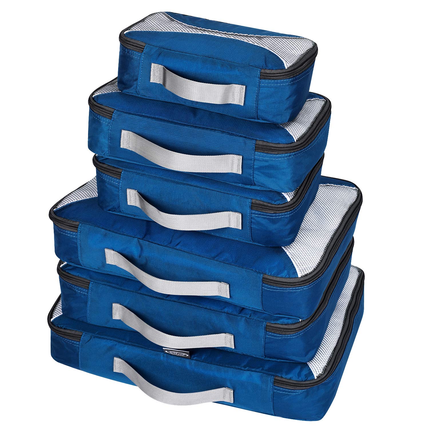 G4Free 4pcs/6pcs/7pcs Packing Cubes Suitcase Organiser Packing Bags Luggage Organiser Value Set for Travel Home Storage ((1S+2M+2L+1XL)-6PC, Navy Blue)