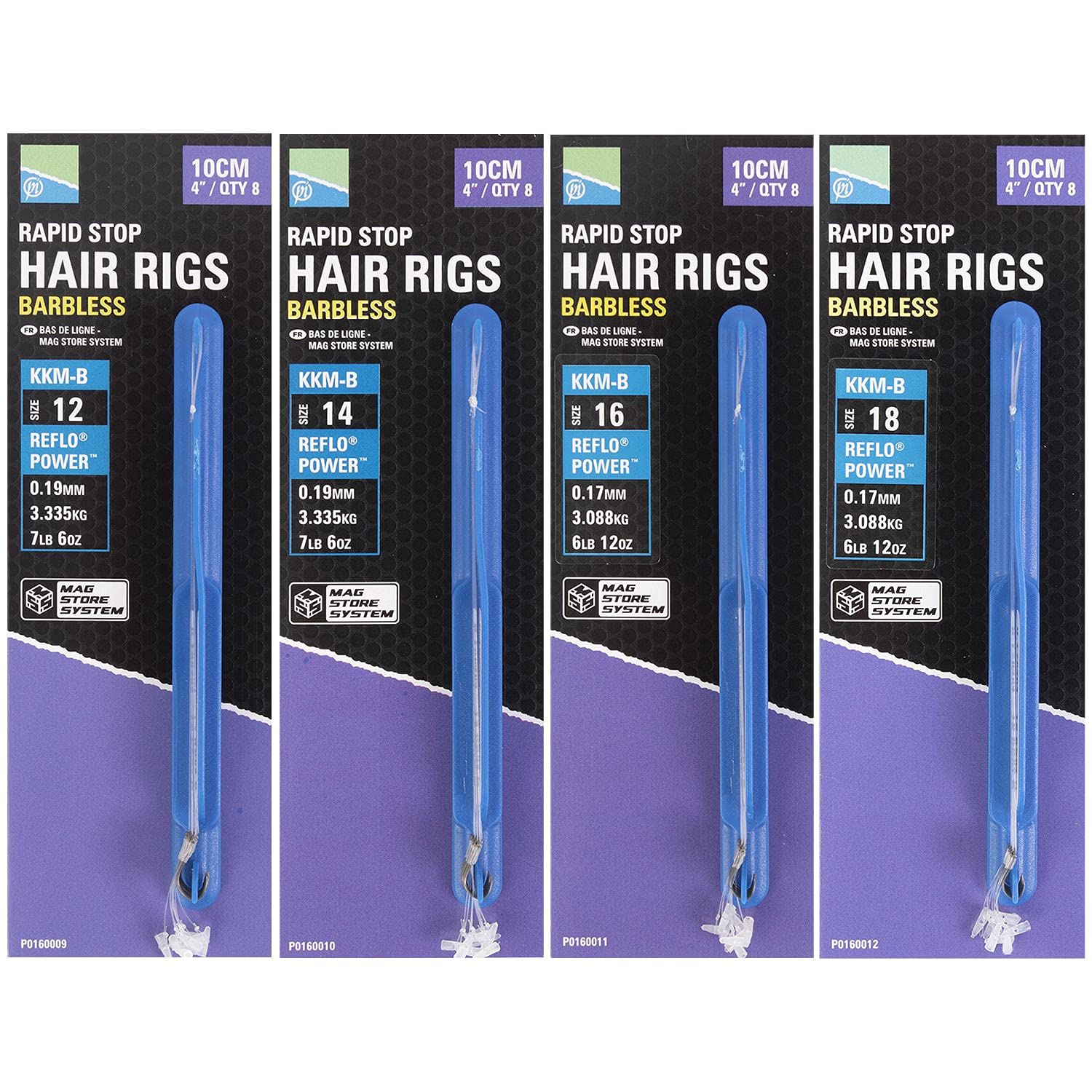 Preston Innovations Rapid Stop Hair Rigs Barbless KKM-B 4" 10cm Qty 8 (Size 12 x1 Packet)