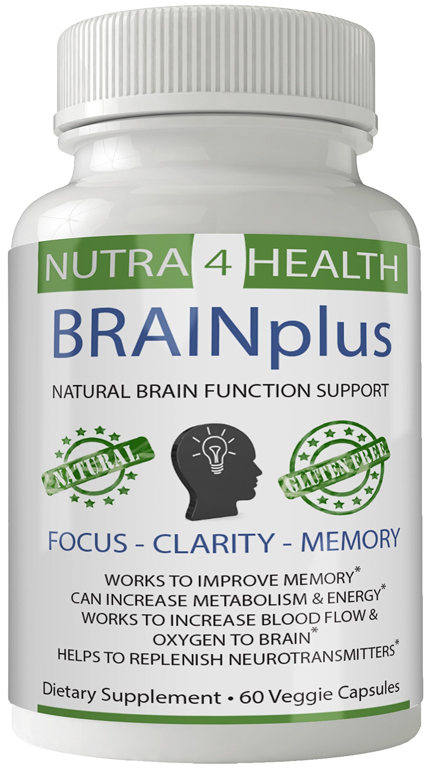 BRAINplus - Brain IQ Plus Capsules for Brain Plus IQ Original from nutra4health, Brain Booster, Brain Supplement for FOCUS, CLARITY and MEMORY with BACOPA, DMAE & PHOSPHATIDYLCHOLINE