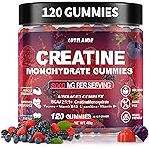 Creatine Monohydrate Gummies 8000 mg for Men & Women, Creatine Supplement for Enhanced Muscle Growth, Energy Boost - with L-Taurine, Sugar Free, Vegan, Raspberry BlackBerry Blueberry Flavor-120 Count