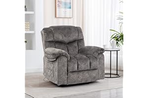 HOMYEDAMIC Recliner Chair Massage Rocker Swivel Heated with Hideable Cup Holders, Oversized Lounge Wide Lazy Boy Ergonomic Single Sofa Seat for Living Room Bedroom (9020-Grey1)