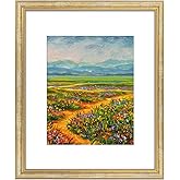 Golden State Art,16x20 Ornate Picture Frame with White Mat for 11x14 Photo or Display 16 x 20 Prints without Mat Color Vintage Gold (Plexiglass Front)