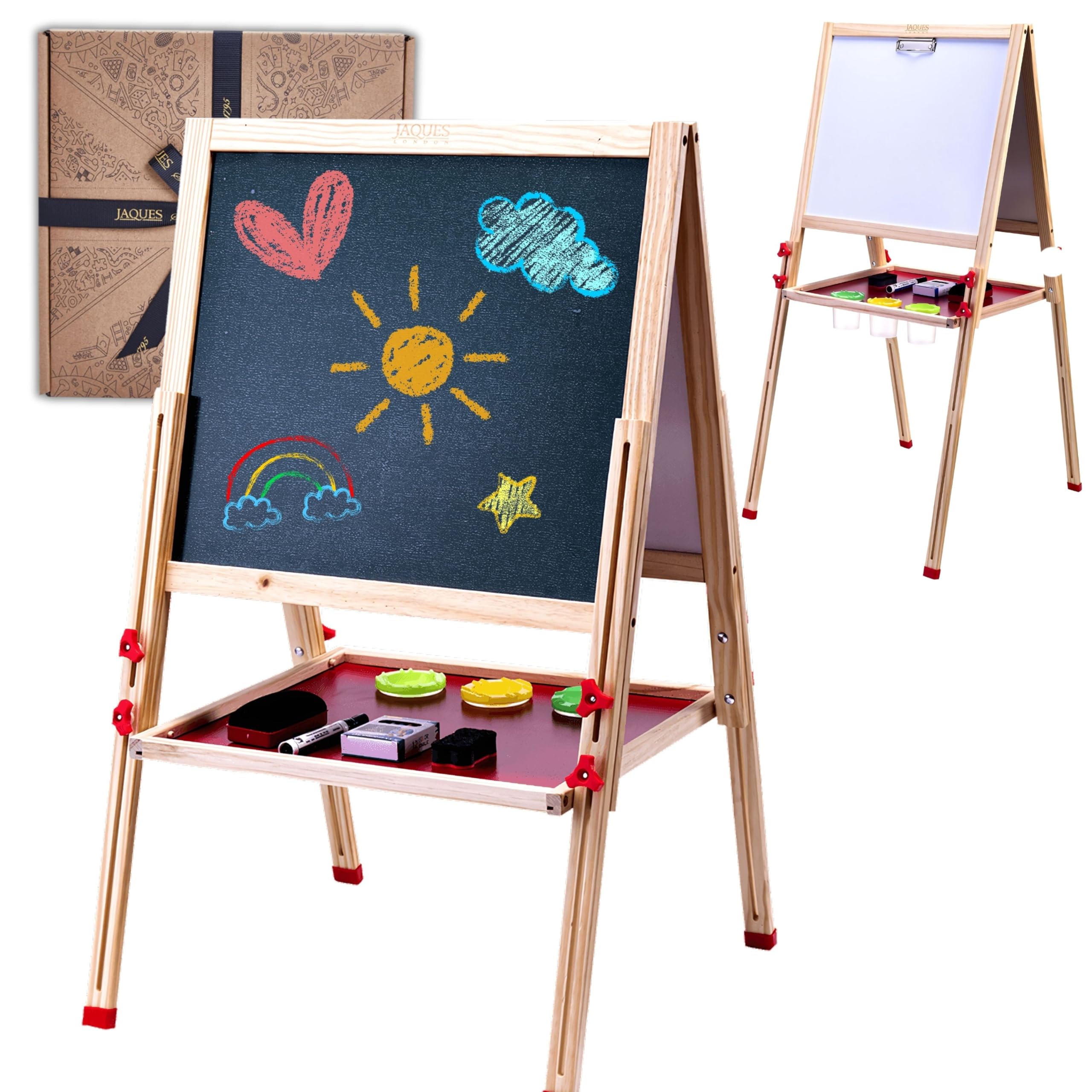 Jaques of London Kids Easel | Blackboard & Whiteboard with Chalks | Kids Chalkboard | Wooden Toys Easel for Toddlers | Since 1795