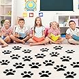 ReliThick 30 Pcs Paw Print Floor Decal 7.5" Large Pawprints Wall Cling Self Adhesive Footprint Floor Cling Window Stickers Classroom Wall Decal for Nursery Bedroom Living Room Decor(Black)