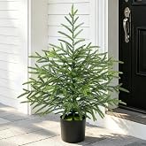 2 Ft Real Touch Christmas Tree with Lights, Realistic Norfolk Pine Tree | Full Small Christmas Tree with Pot, Soft Table Top Christmas Tree for Front Porch Table Yard Indoor Outdoor Decor, 1 Pack
