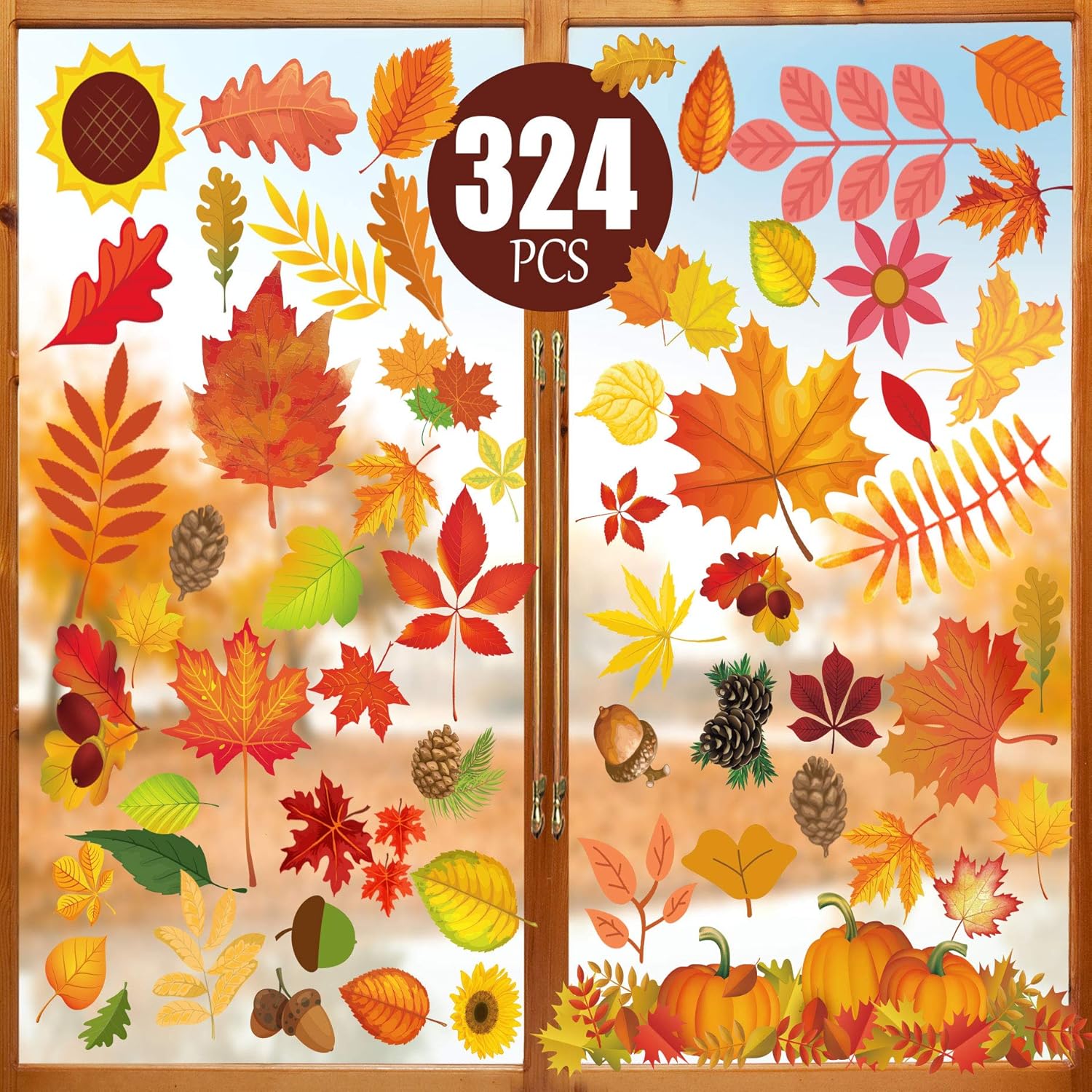 Window Treatments - Funnlot Fall Decorations-Fall Window Clings, Thanksgiving Window Clings for Glass 324 PCS Thanksgiving Clings for Windows Fall Window Stickers Thanksgiving Home Office Decorations