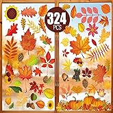 Fall Decorations 324 PCS Fall Window Clings Stickers Decorations | Fall Window Clings Stickers Decorations for Glass Thanksgiving Autumn Decor for Home Office Classroom