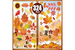 Funnlot Fall Decorations- 324 PCS Fall Window Clings Stickers Decorations for Glass Thanksgiving Autumn Decor for Home Office Classroom