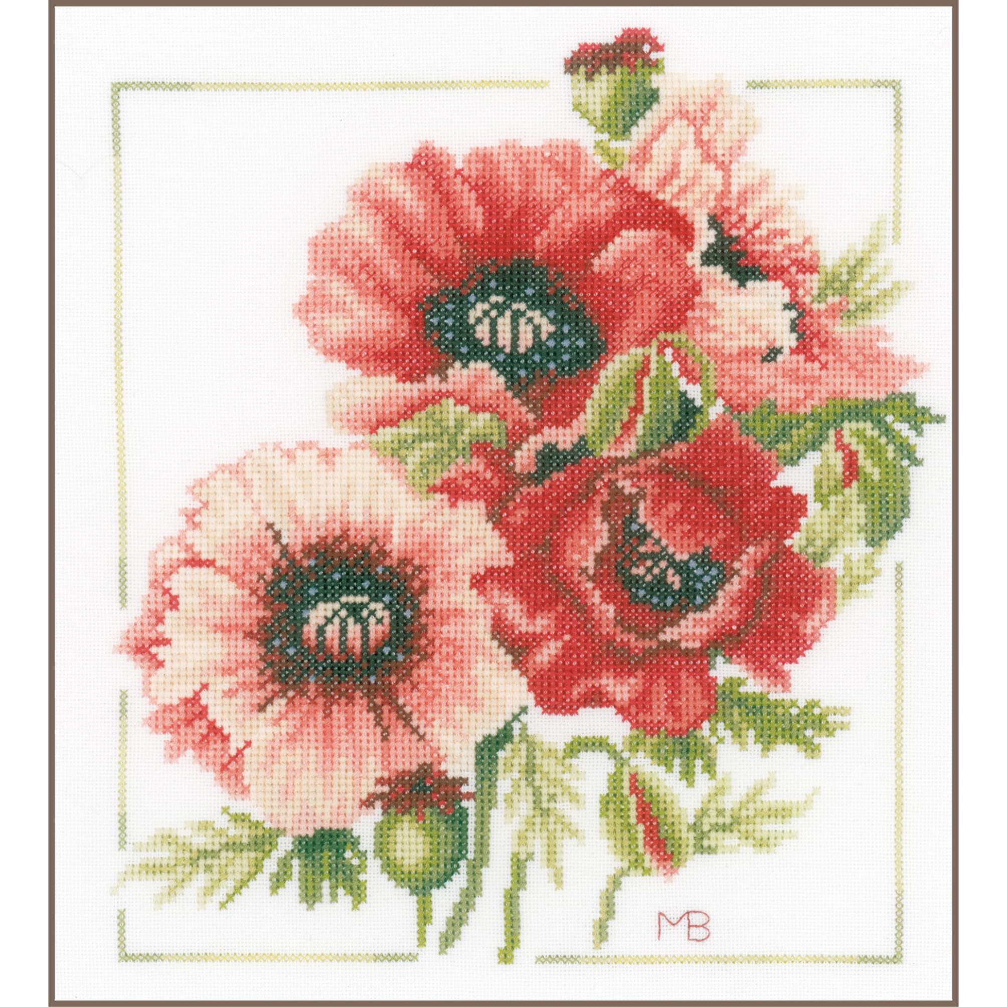 Lanarte Counted Cross Stitch Kit-Anemone Bouquet, 100% Cotton, Multi, 25x1x25 cm
