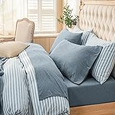 PURE ERA Jersey Knit 4pc Bed Sheet Set 100% T-Shirt Cotton Super Soft Comfy Breathable Fits Mattress Up to 20" Extra Deep Pocket (Heather Blueish Grey, Queen)