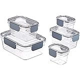 Amazon Basics Tritan 10 Piece (5 Containers and 5 Lids) Locking Food Storage Container - Clear