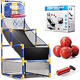 Novaluki Kids Arcade Basketball Game Set with 4 Balls and Air Pump, Indoor Outdoor Basketball Hoop Sports Toy Gifts for Kids Boys Girls 3-12 Years Old, Ideal for Competition and Carnival Party Games