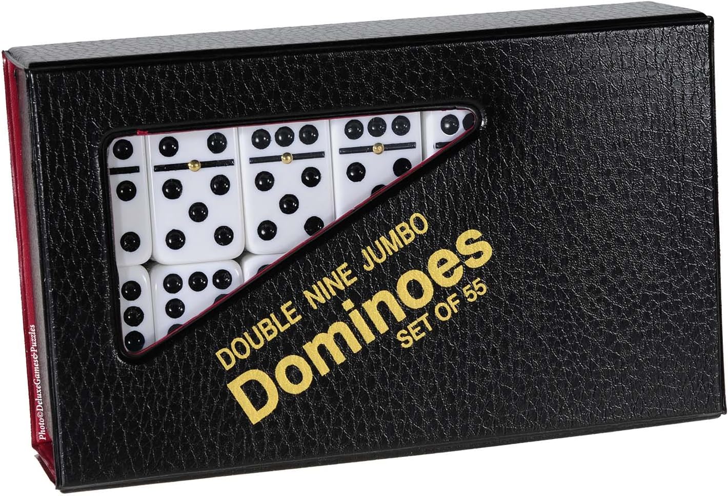 Dominoes Double 9 Tournament Set _ Solid White Dominoes with Black Pips