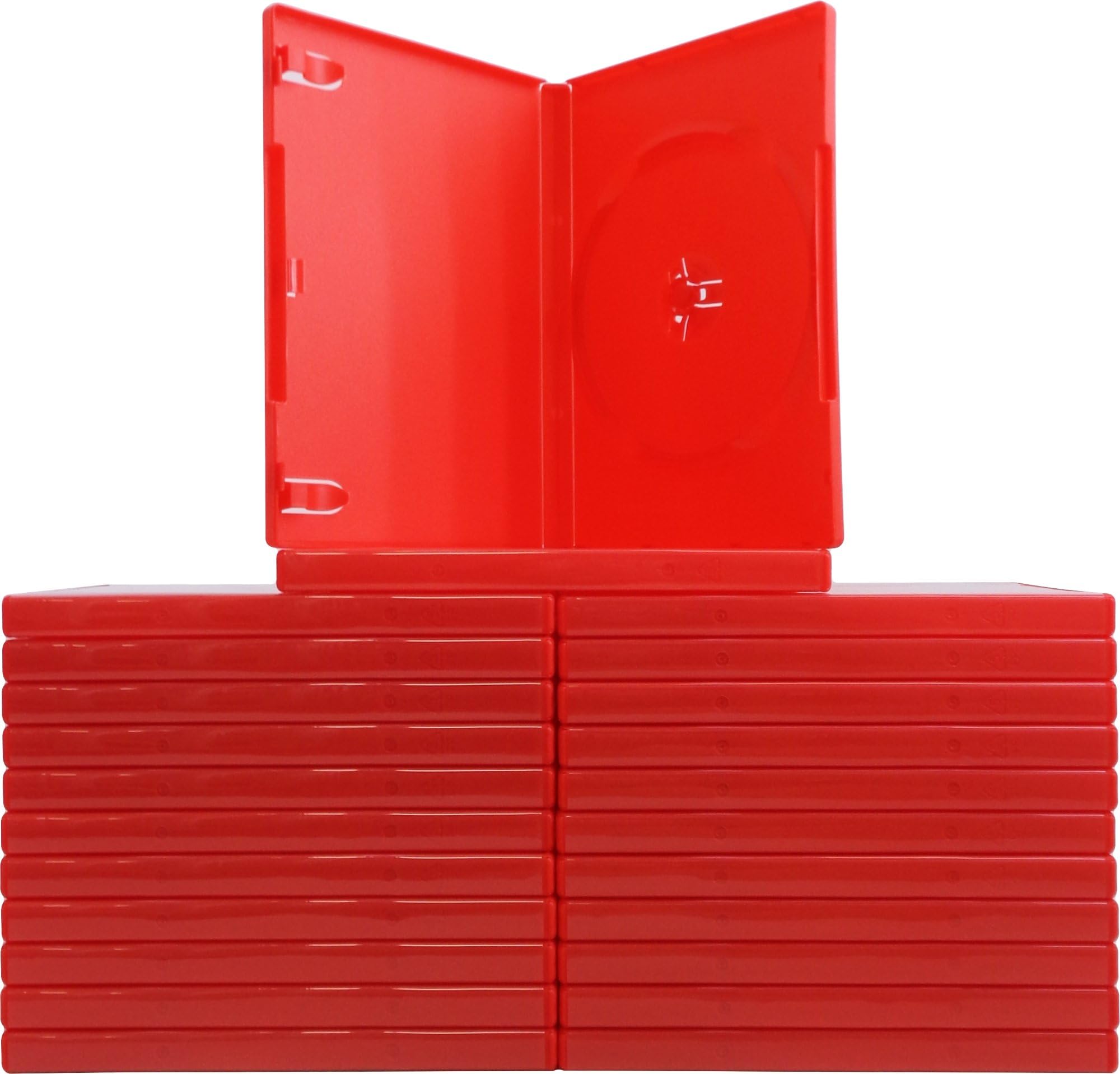 mediaxpo Brand 25 Standard Solid Red Color Single DVD Cases