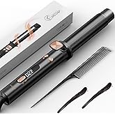 Rotating Curling Iron, WeChip 1.25 Inch Automatic Curling Iron, Curling Wand for Long Short Hair, Automatic Hair Curler with LED Display, Tourmaline Ceramic Barrel, 5-Temps (Up to 430°F), Dual Voltage