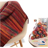 Aeelike Crochet Blanket Kit for Adults Advanced,Ombre Red Vintage Craft Kit | Step-by-stepTutorial,Blend Wool Yarn 10 Skeins,2 Ergonomic Crochet Hooks E/G,Complete Crochet Kit for Blanket,Boho Design