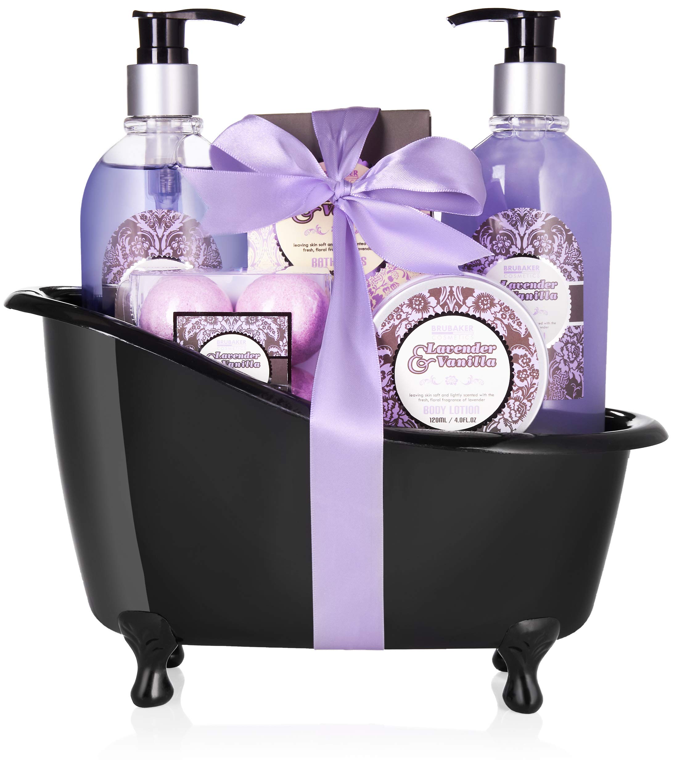BRUBAKER Lavender Vanilla Love Bath Set with Black Tub (9 Pcs.)