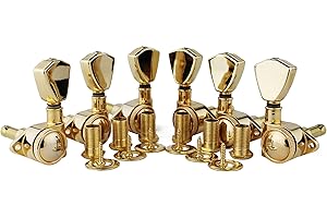 Guyker Guitar Locking Tuners (3L + 3R Handed) - 1:21 Models Rear Lock String Tuning Key Pegs Machine Head with Trapezium Handle Replacement for Electric, Folk or Acoustic Guitars - Gold