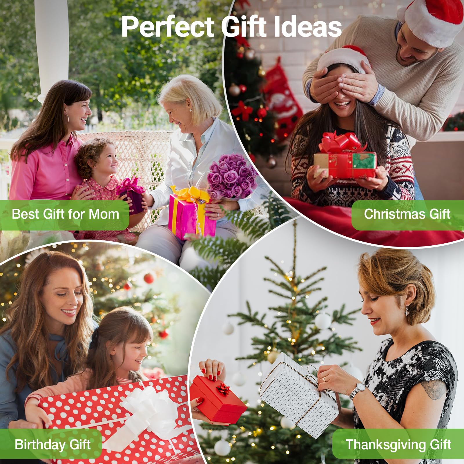 KOOPER Outdoor Solar Lights, 4 Pack Solar Garden Light with Bigger Lily Flowers, Waterproof 7 Color Changing Solar Lights Outdoor - Bigger Panel for Patio Yard Garden Decoration, Gift for Mom