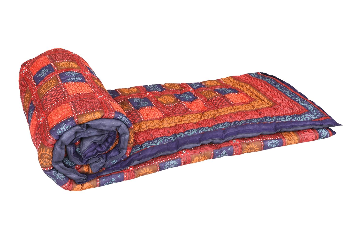 Buy Blanket House Cotton Single Bed Jaipuri Razai Quilt Light Weight Abstract, Red Online at