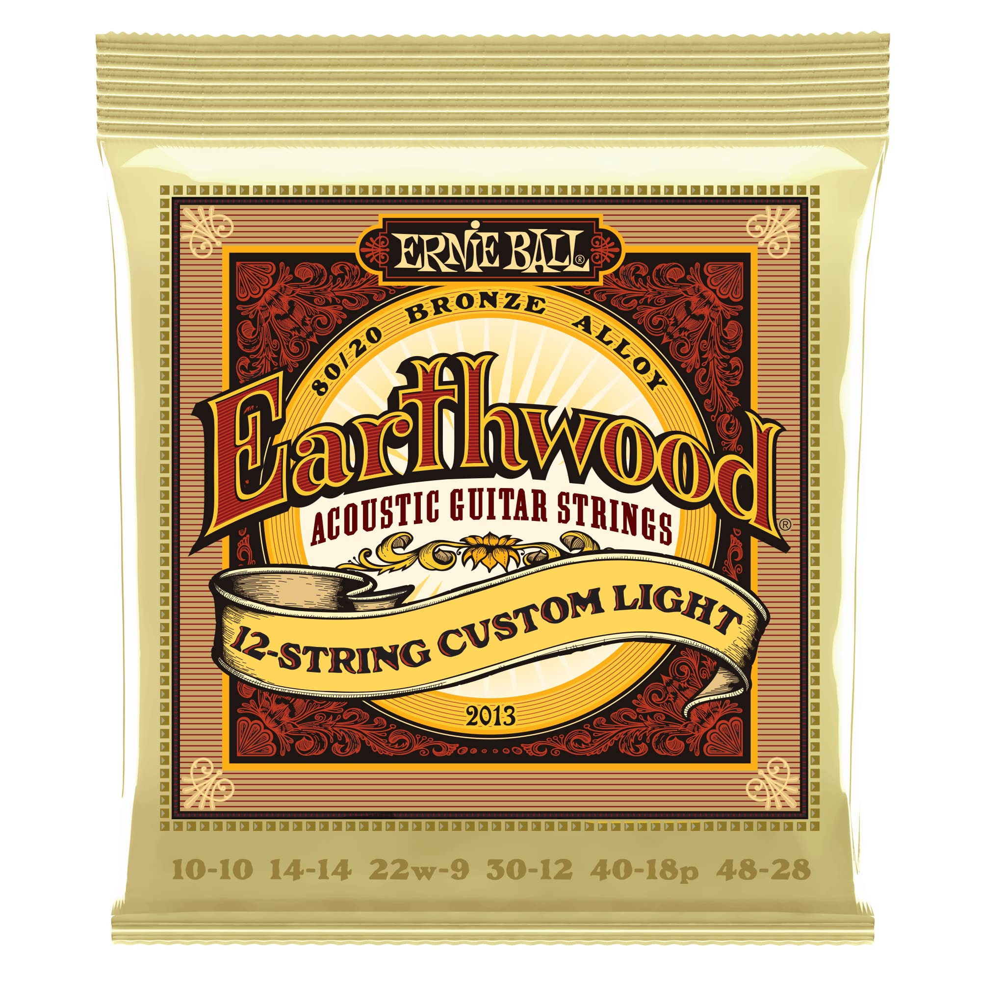Ernie Ball Earthwood 12-String Custom Light 80/20 Bronze Acoustic Guitar Strings - 10-48 Gauge