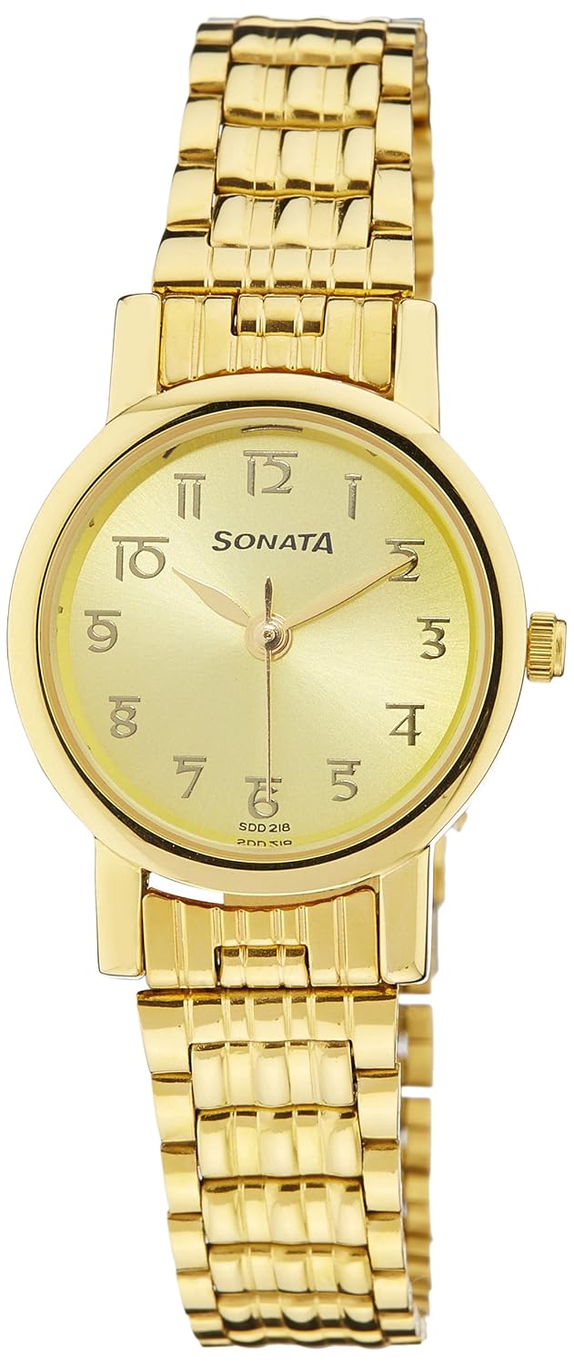 sonata analog gold dial men's watch -nk8976ym06w