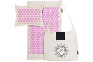 ProsourceFit Ki Acupressure Mat and Pillow Set with 100% Natural Linen for Back/Neck Pain Relief and Muscle Relaxation