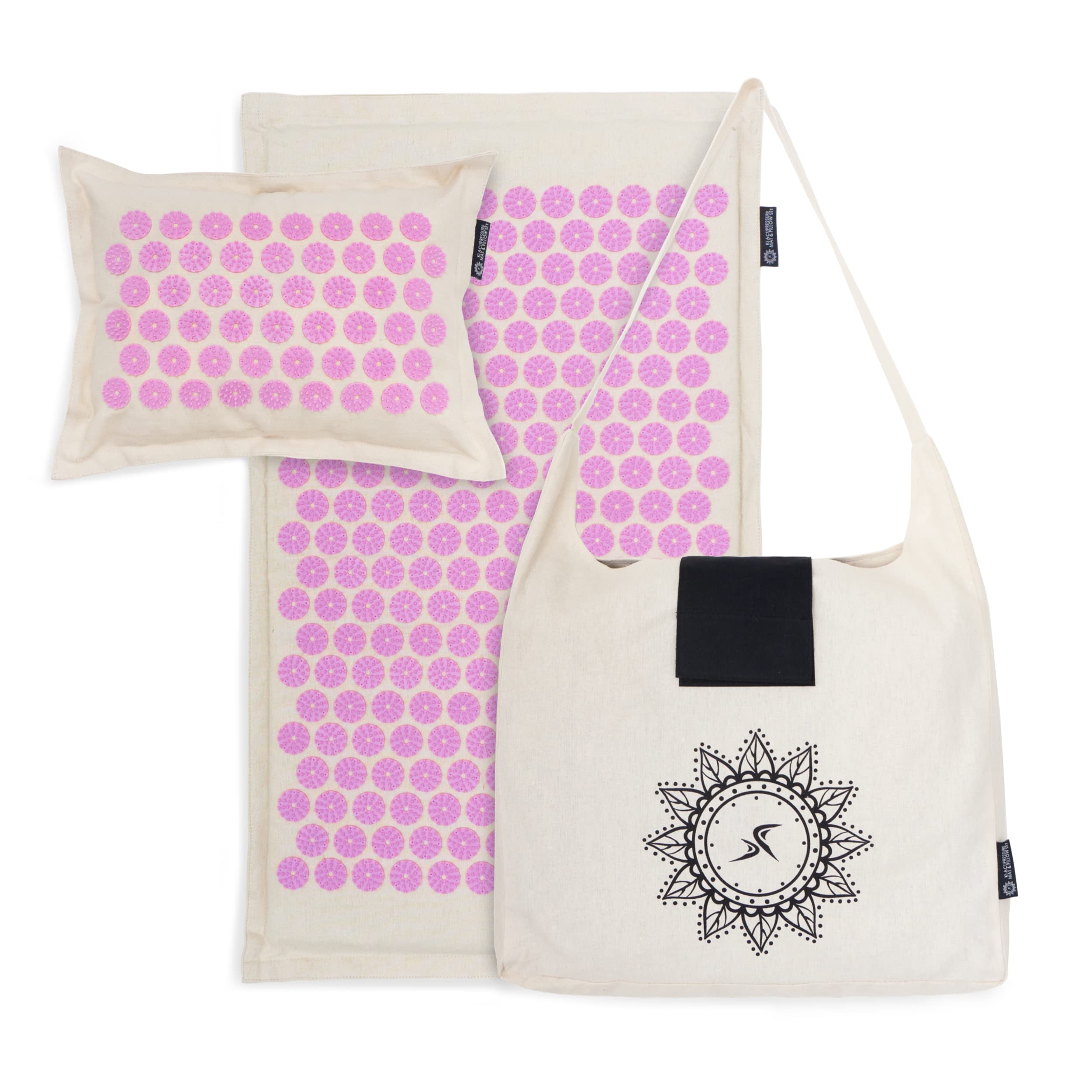 ProsourceFit Ki Acupressure Mat and Pillow Set with 100% Natural Linen for Back/Neck Pain Relief and Muscle Relaxation Image