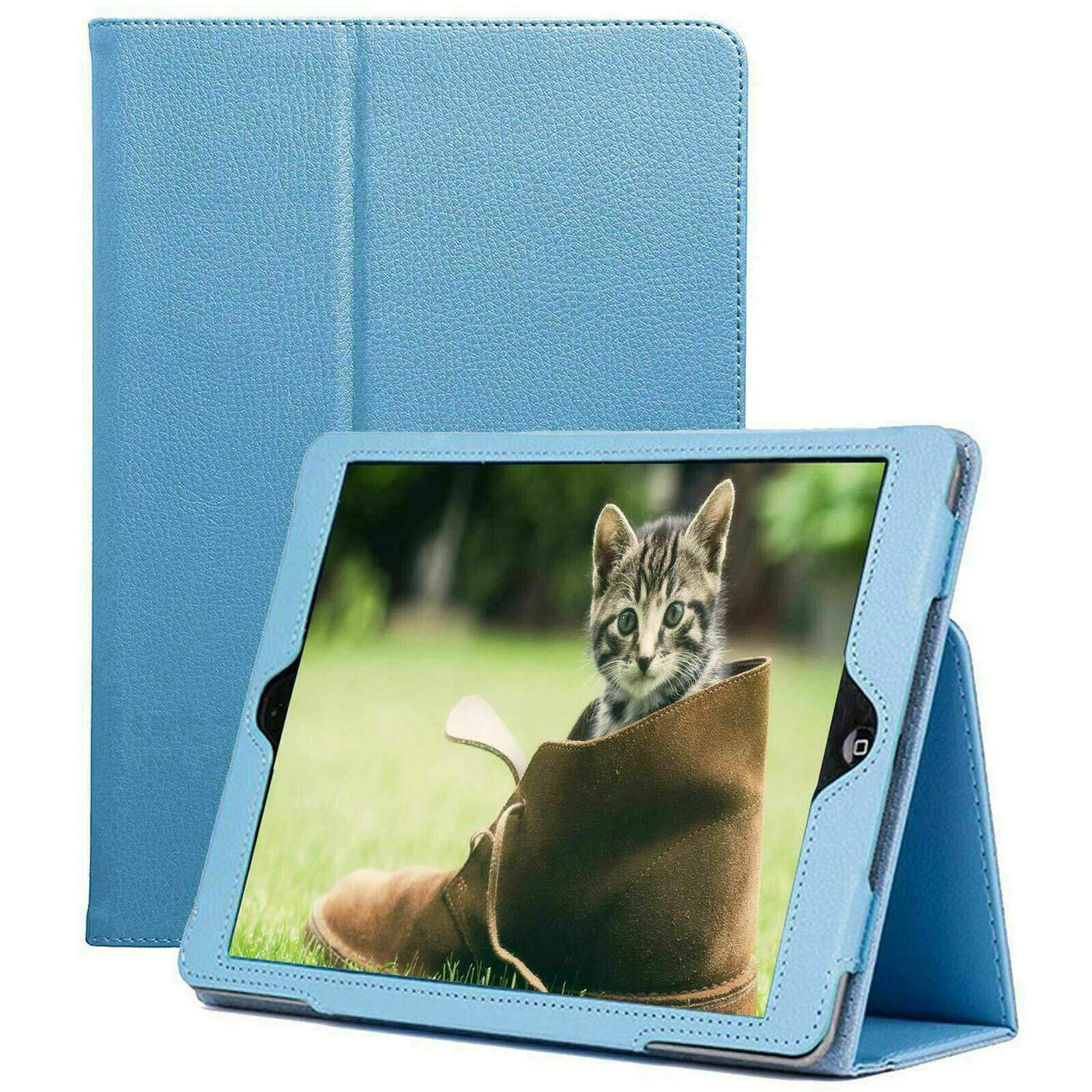 Leather Flip Stand Folio Case Plain Cover for Apple iPad Air 1,2,5th,6th Gen 9.7" (For Apple iPad (5th Generation), Aqua) โ image 1