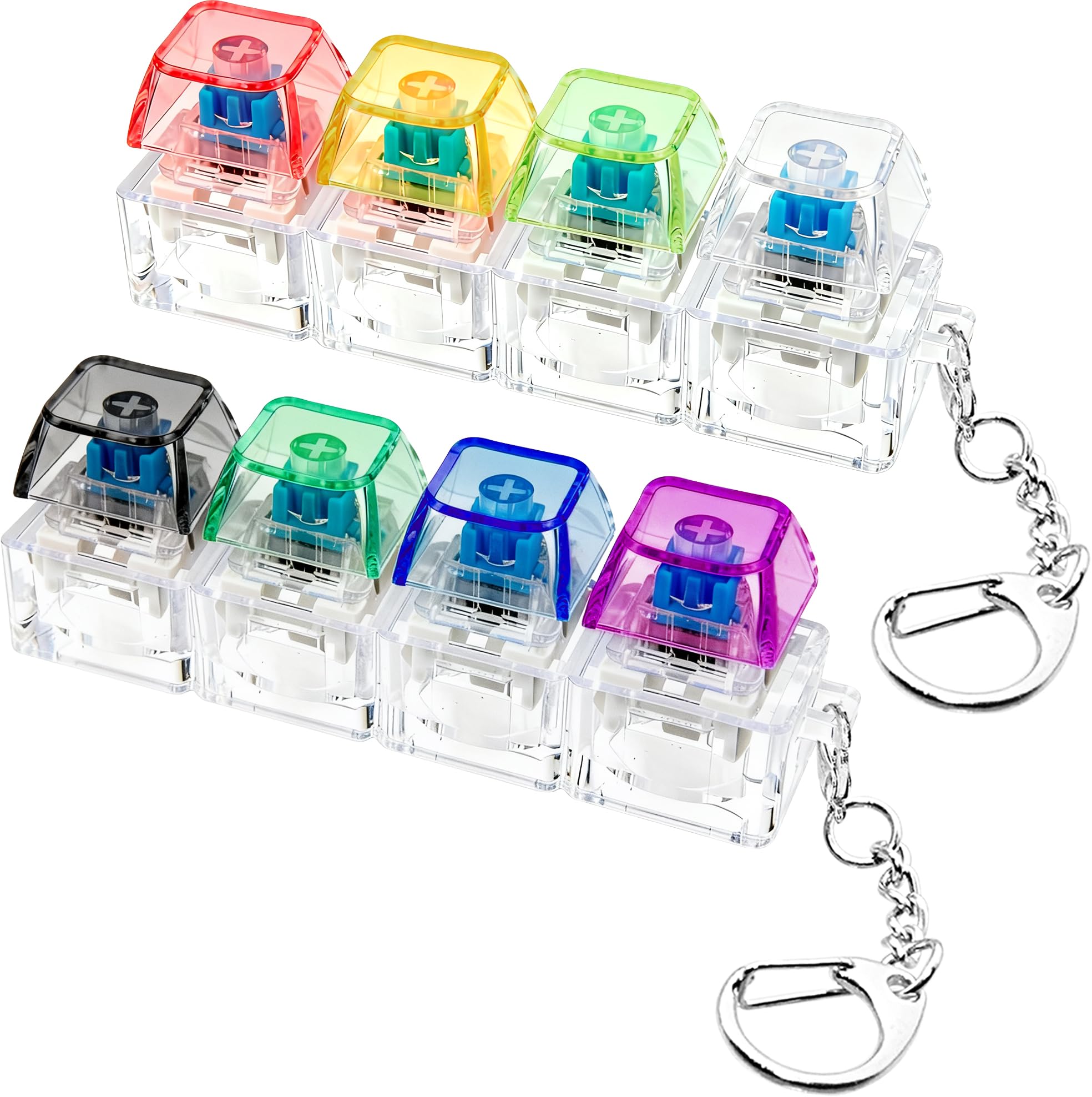 Photo 1 of 2 PCS Keyboard Fidget Toy, Keyboard Fidget Keychain 4-in-1 Keyboard Decompression Button Finger Clicker Toys, Keychain Button Stress Relief Fidget Gifts to Relief Stress (Transparent)