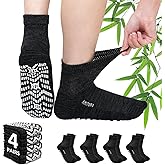 Hellomamma Bamboo Viscose Diabetic Socks: Men&Women Non-Slip Grippy Wide Cuff Ankle Sock for Seniors Neuropathy Pain Relief