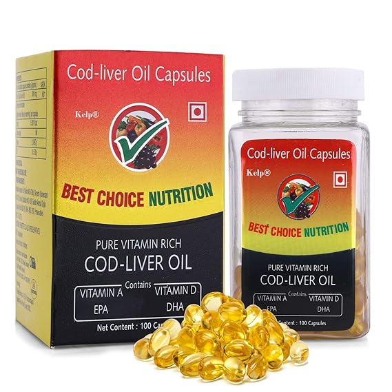 Kelp Pharmaceuticals Best Choice Pure Cod Liver Oil With Vitamin A Vitamin D Epa Dha 100 Capsule Amazon In Health Personal Care